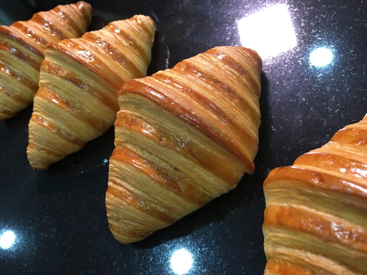 Tray of fresh-baked cornetti