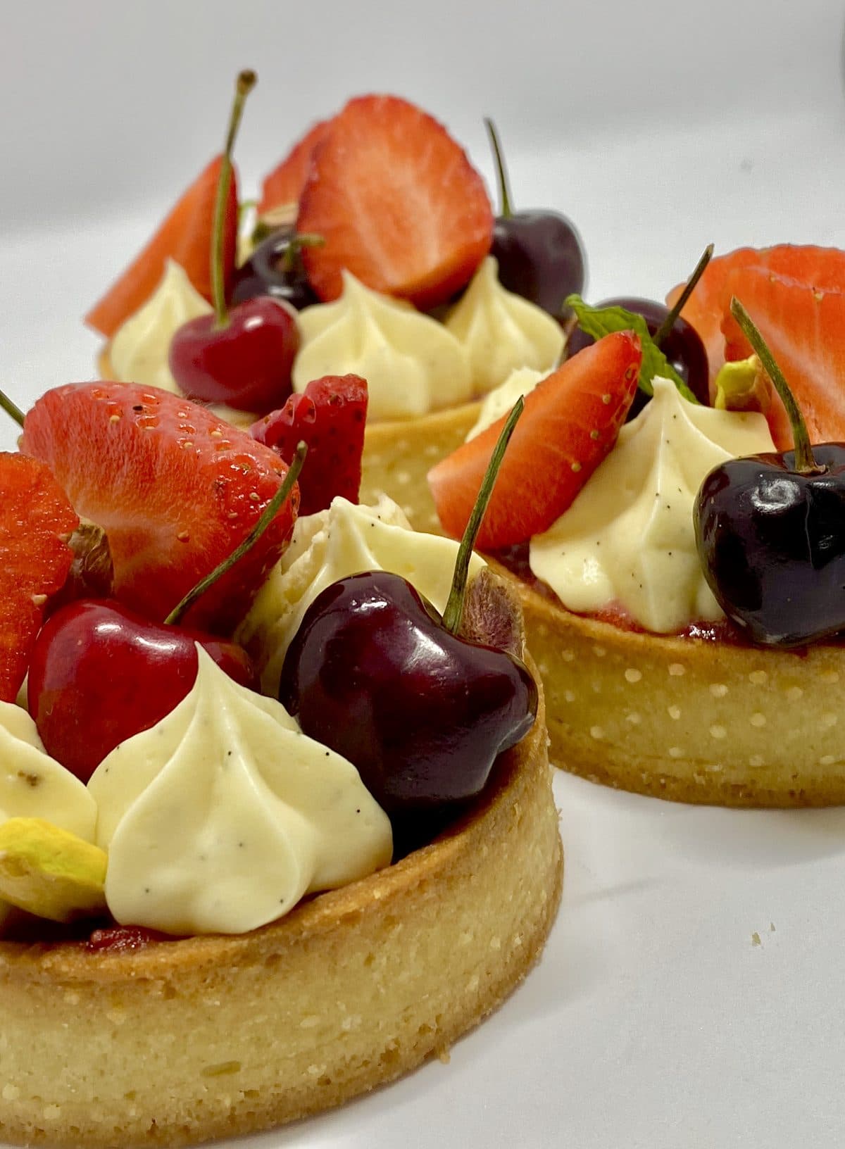 Crostata di Frutta — Pâte sucrée shell, vanilla diplomat cream, cherries and strawberries from the wet market.